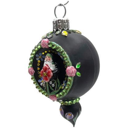 Patricia Breen Memento Reflector Botanical Black Petite Drop Christmas Ornament