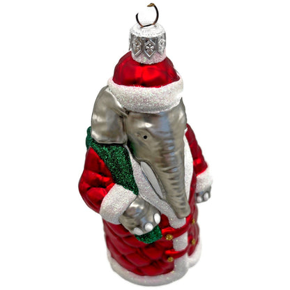 Patricia Breen Christmas at the Zoo Red Glittered Bag Elephant Santa Ornament