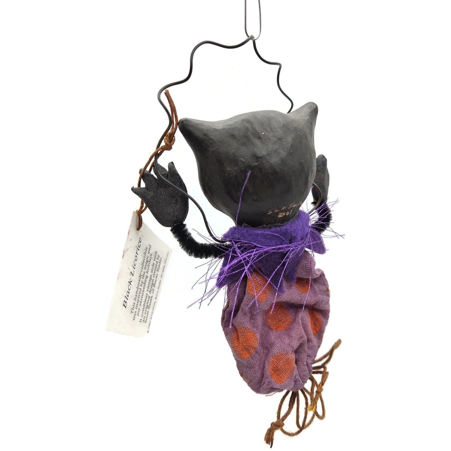 Scott Smith Rucus Studio Black Licorice Cat Orange Ornament 2001 Halloween