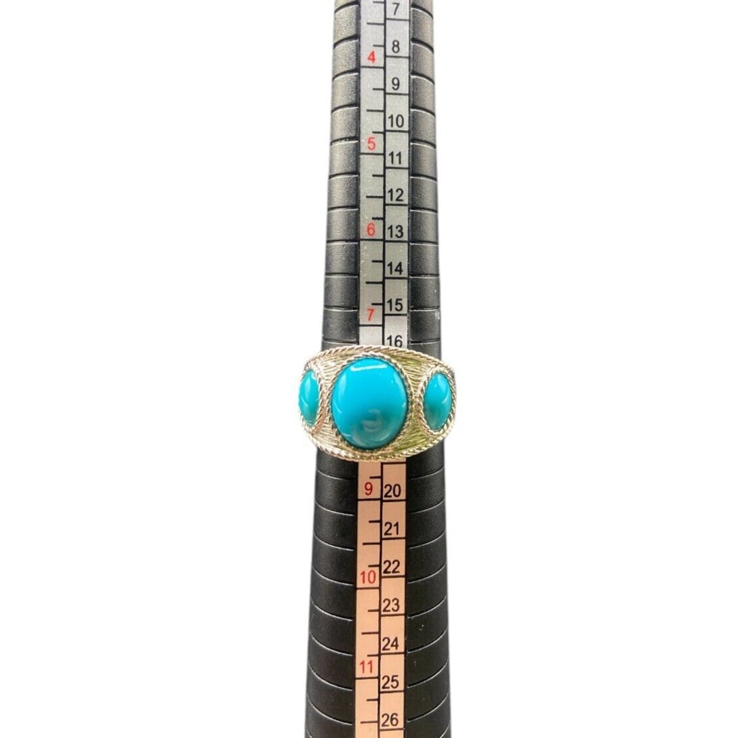 Sleeping Beauty Turquoise Ring EA 925 Sterling Silver Round Cocktail Size 8.25