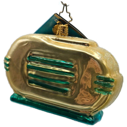 Christopher Radko Memory Waves Gold Vintage Radio Christmas Ornament Rare