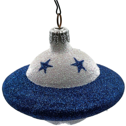 Patricia Breen A Walk on the Moon Planet Blue Stars Christmas Holiday Ornament
