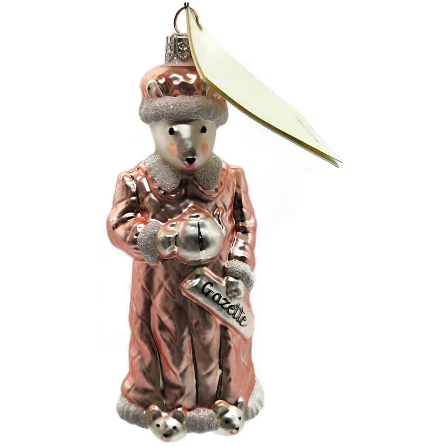 Patricia Breen Mrs Mouse Pink Gazette Hand Blown Glass Christmas Tree Ornament