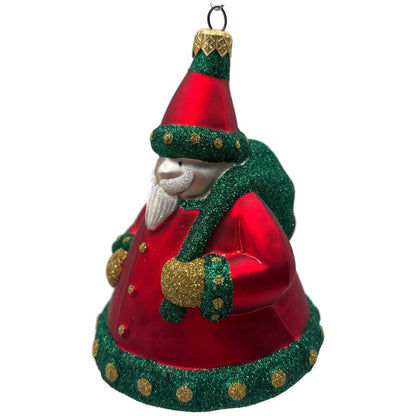 Patricia Breen Santa Delivers Gold Dotted Green Red Christmas Tree Ornament NM
