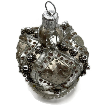 Nordstrom at Home Silver Jeweled Crown Hand Blown Glass Christmas Ornament