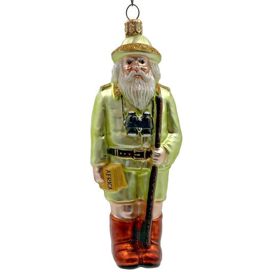 Patricia Breen Safari Santa Claus Khaki Africa Green Christmas Tree Ornament