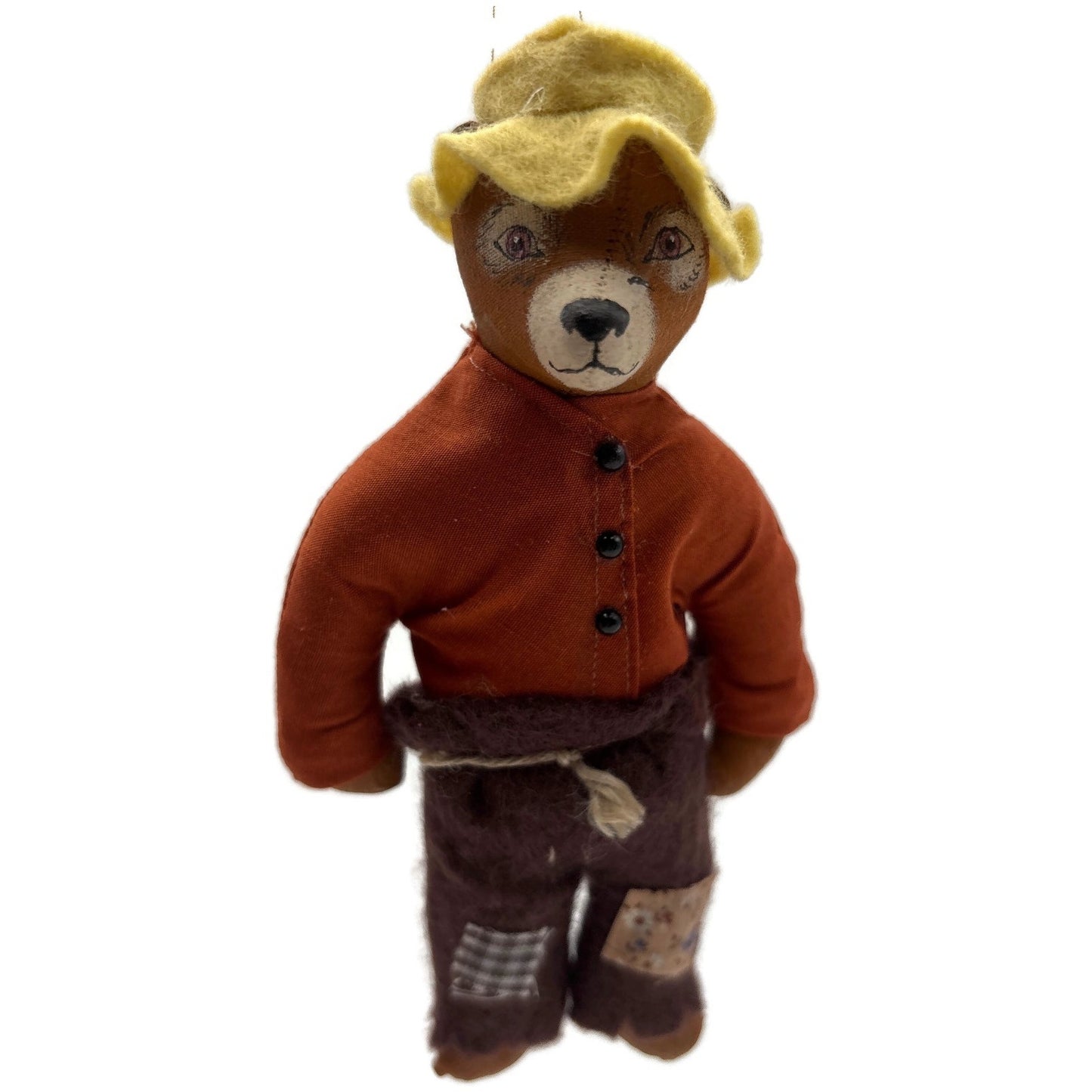 Gladys Boalt Brer Bear Uncle Remus Brown Fabric Christmas Tree Ornament Signed