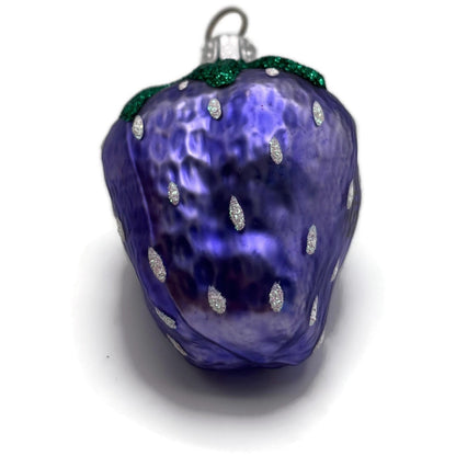 Patricia Breen Frosted Strawberry Purple Spring Christmas Ornament Signed CATZ