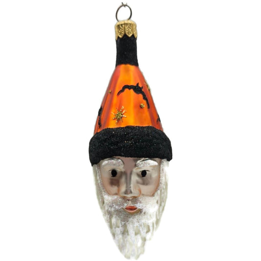 Patricia Breen Faux Fur Santa Head Moons Orange Stars Halloween Ornament 9610