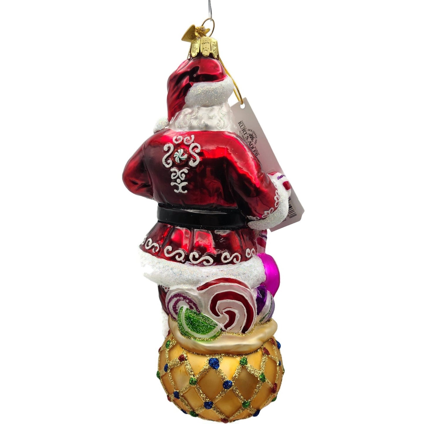 Kurt S Adler Bellissimo Santa Claus Candy Cane Christmas Tree Ornament BELL0008