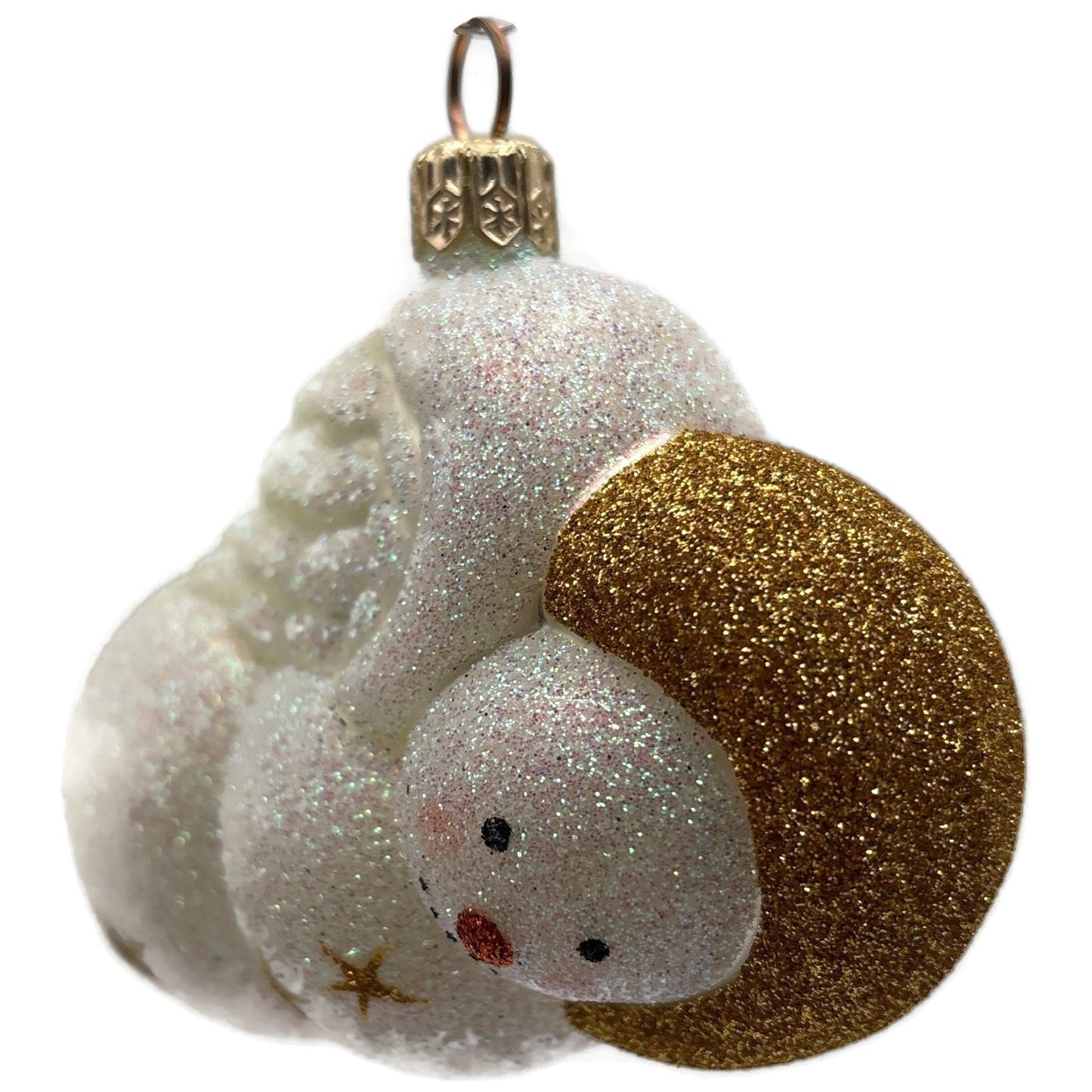 Patricia Breen Snow Angel in Flight Glittered White Gold Christmas Tree Ornament