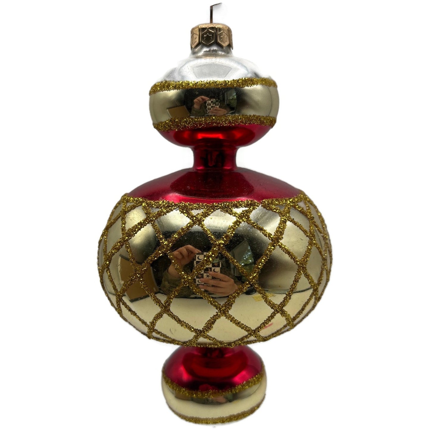 Christopher Radko Jumbo Spintops Red Gold Christmas Tree Ornament 93-302-0