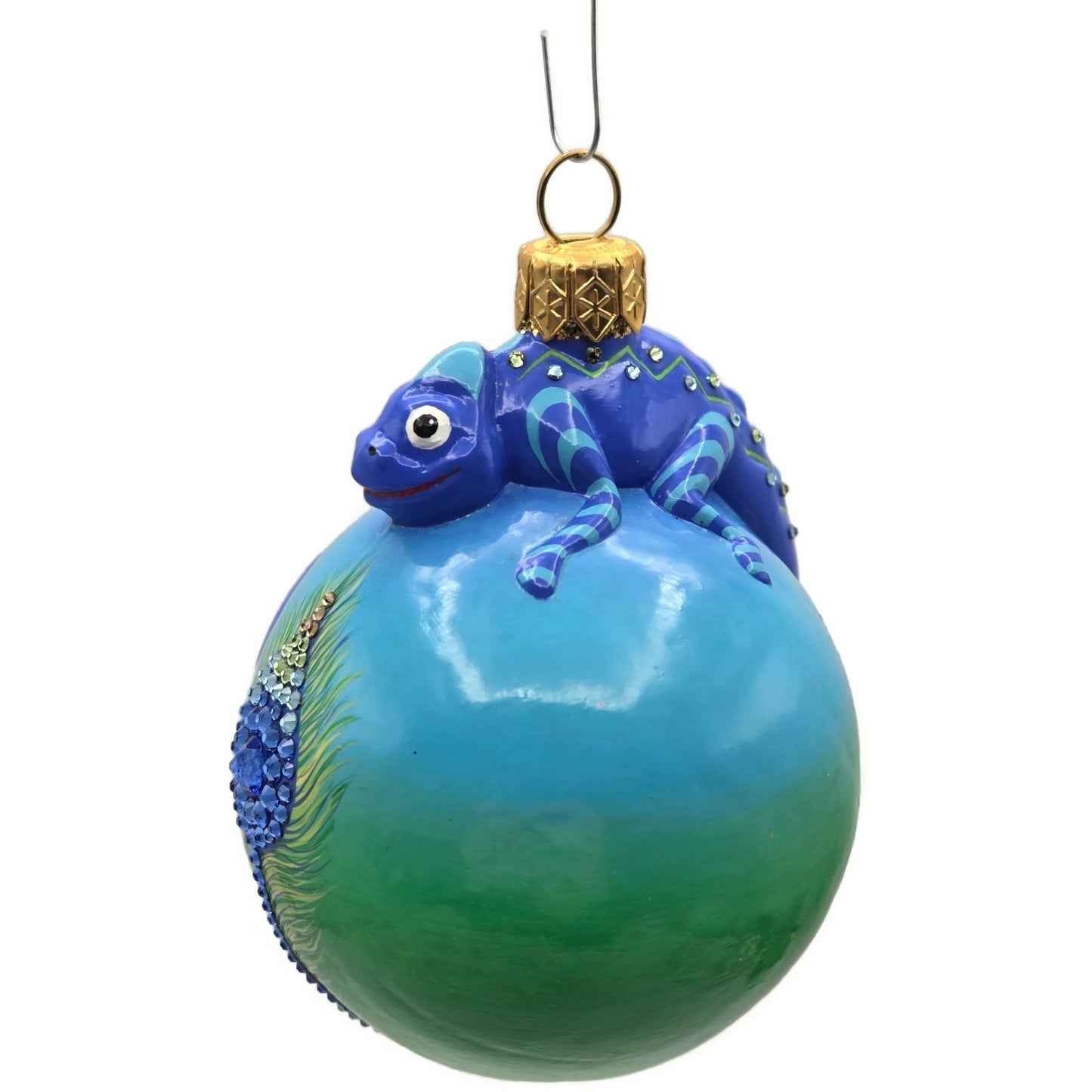 Patricia Breen Happy Holidays Hamish Shades Peacock Chameleon Christmas Ornament