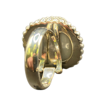 Zebra Jasper Cushion Cut Ring Crystal Sterling Silver Gold Plated Sejan Stamped