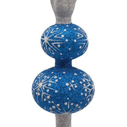 Patricia Breen Miniature Blizzard Finial Blue Silver Snow Christmas Tree Topper