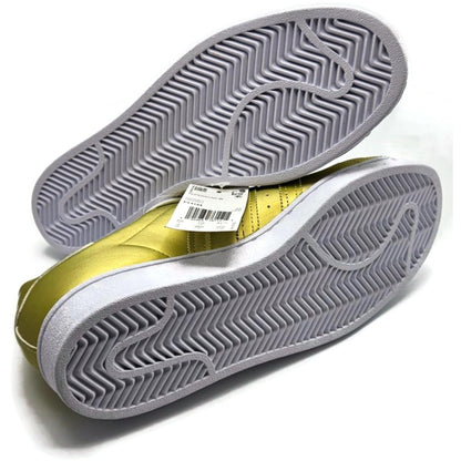 Adidas Superstar White Gold Metallic Leather Shoes Ladies Sz 9 Shell Toe FY1154