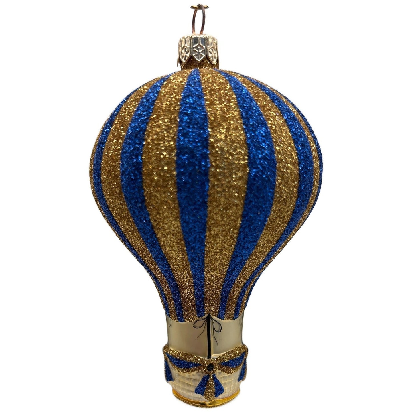 Patricia Breen Petite Balon Blue Gold Striped Balloon Christmas Tree Ornament