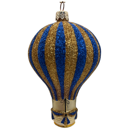 Patricia Breen Petite Balon Blue Gold Striped Balloon Christmas Tree Ornament