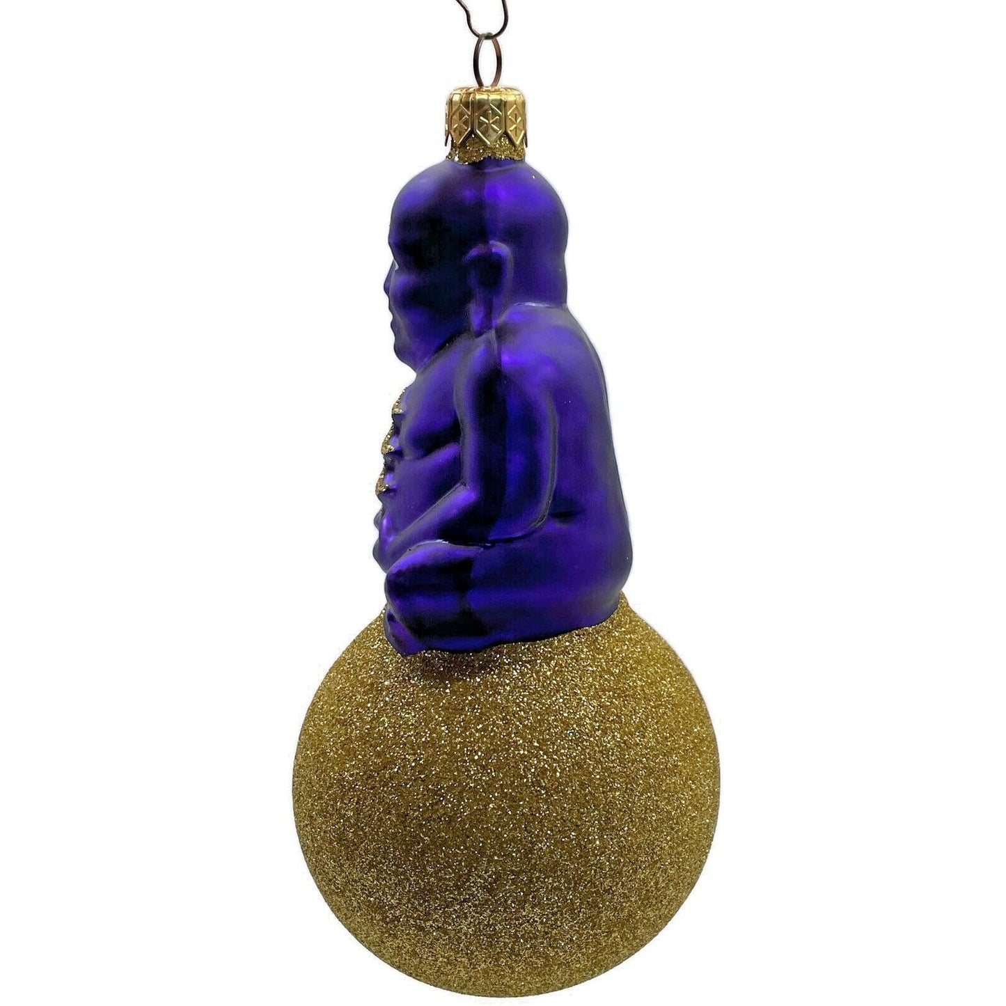 Patricia Breen Ornament Buddha on Ball Purple Gold Glittered Ball Christmas Tree