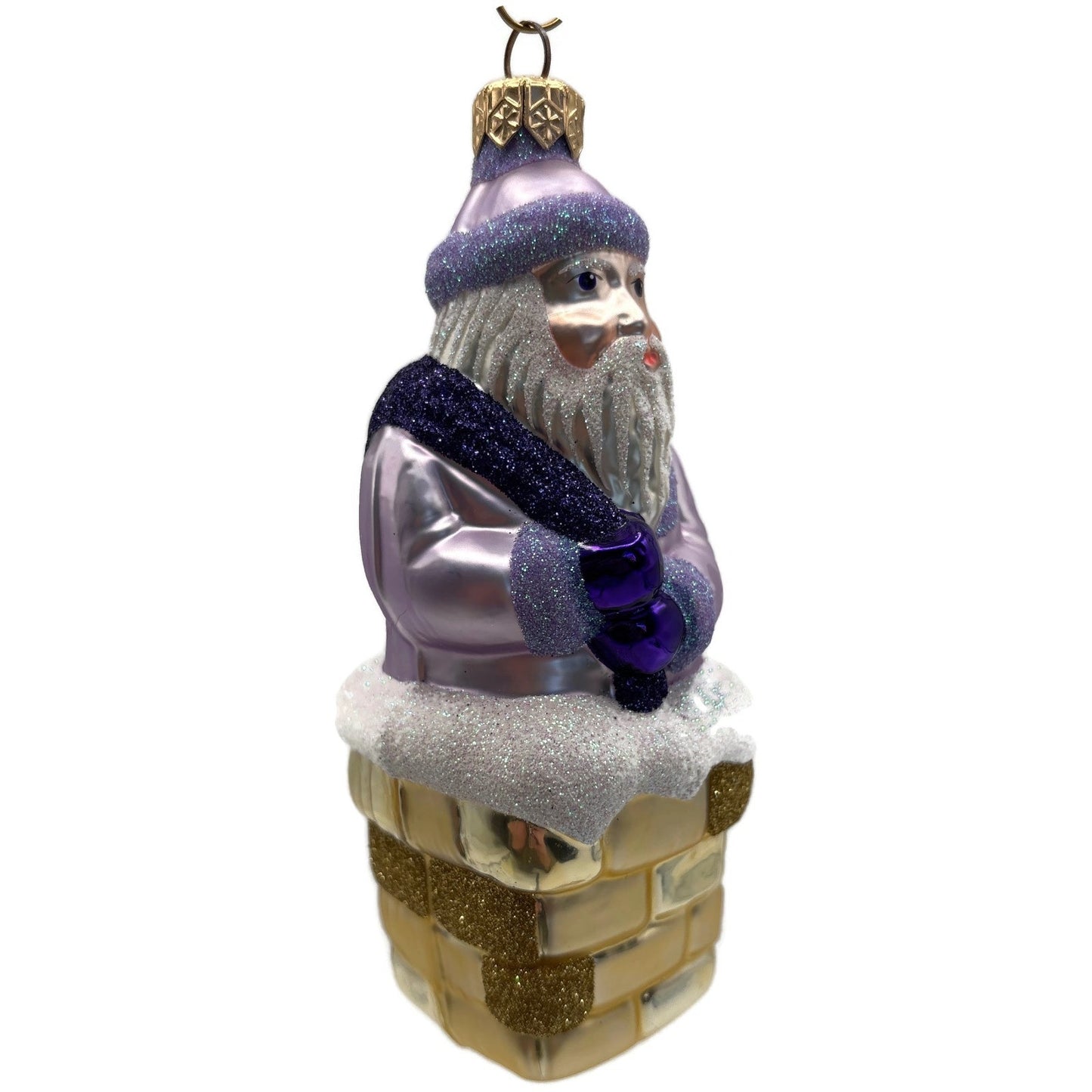 Patricia Breen Here Comes Santa Claus Lavender Gold Chimney Christmas Ornament