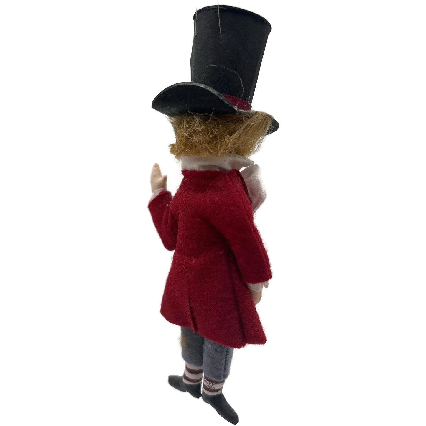 Gladys Boalt Mad Hatter Alice in Wonderland Red Fabric Christmas Ornament Signed