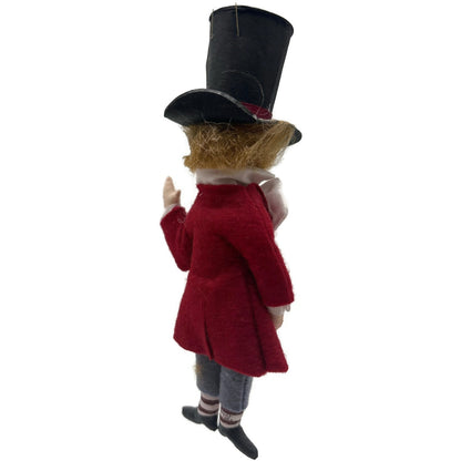 Gladys Boalt Mad Hatter Alice in Wonderland Red Fabric Christmas Ornament Signed