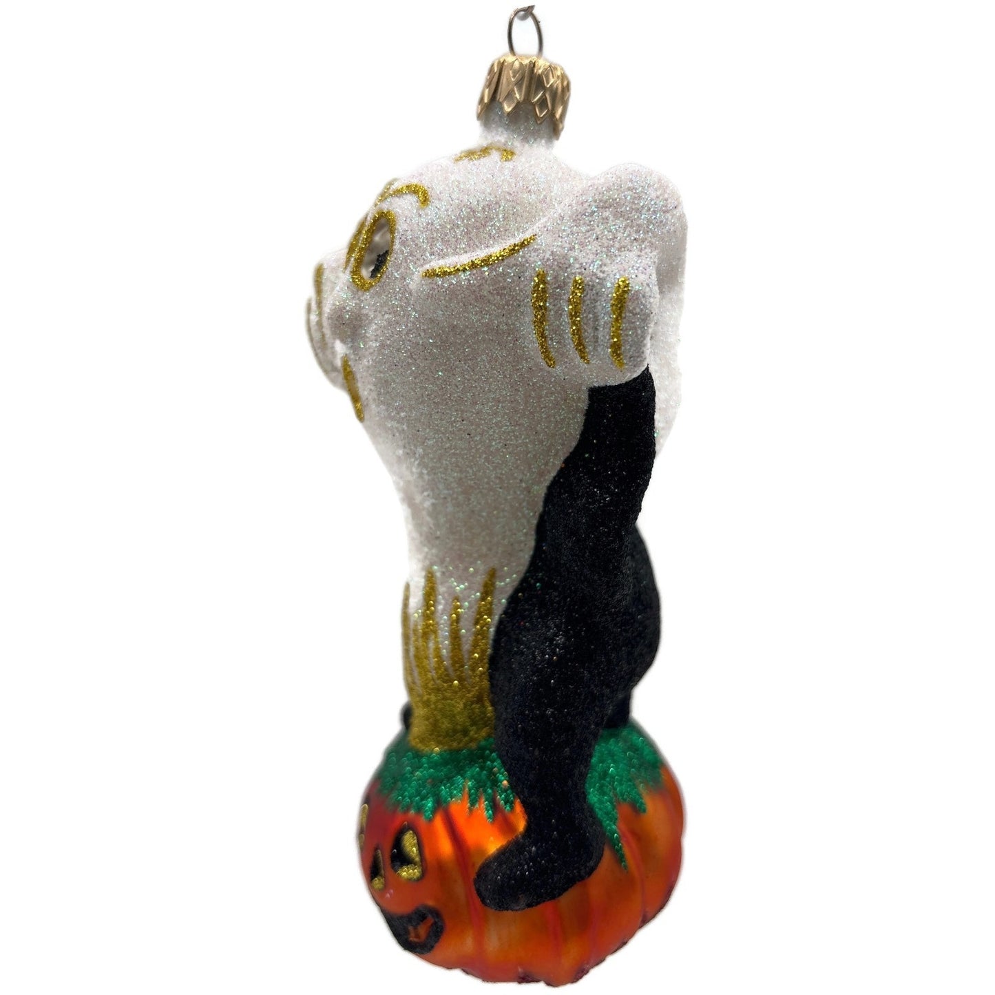 Larry Fraga Halloween You Scared Me Glitter Series Ghost Cat Christmas Ornament