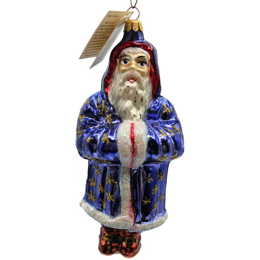 Christopher Radko Starcape Santa Claus Blue Coat Christmas Tree Ornament