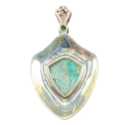 Turquoise Pendant Marcasite Ornament Sterling Silver Thailand Stamped