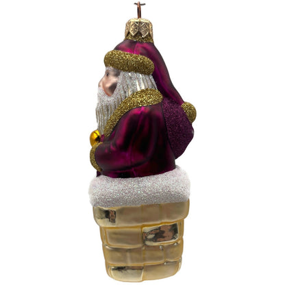 Patricia Breen Here Comes Santa Claus Fuchsia Gold Christmas Tree Ornament