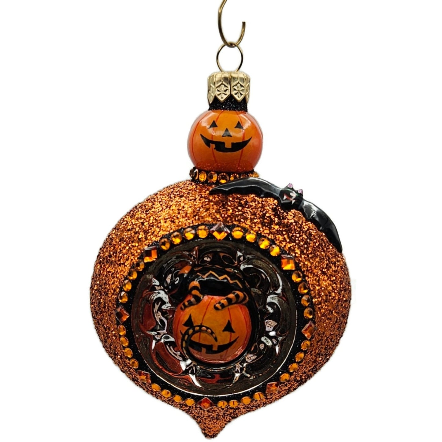 Patricia Breen Anniversary Reflector Jack-o-Lantern Chameleon Halloween Ornament
