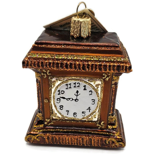 Mantel Time Clock Old Fashion Ornament OWC Old World Christmas Holiday Decor