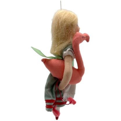 Gladys Boalt Alice With Flamingo Alice in Wonderland Christmas Ornament Signed