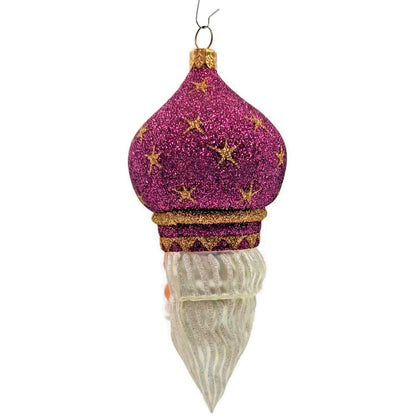 Patricia Breen Nuit Noel Fuchsia Stars Santa Head Christmas Tree Ornament