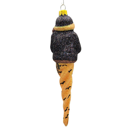 Larry Fraga Halloween Santa Claus Bat Glittered Glass Christmas Tree Ornament