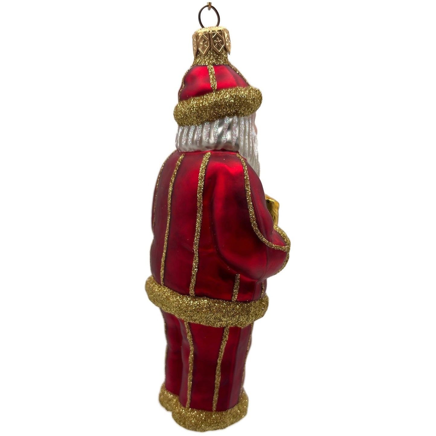 Patricia Breen Ring in the New Red Santa Claus Gold Striped Christmas Ornament