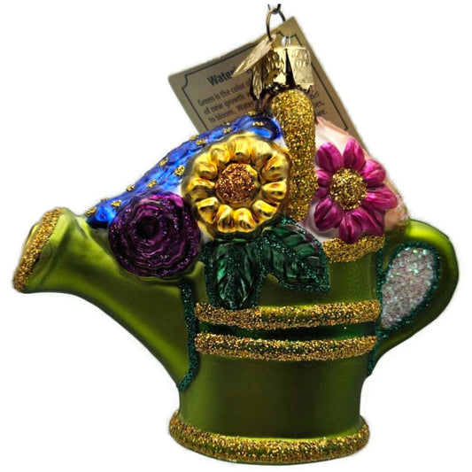 OWC Watering Can Green Flowers Garden Old World Christmas Spring Tree Ornament