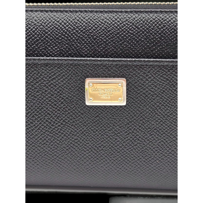 Dolce & Gabbana Black Leather Gold Zip Around Wallet Nutcracker King Stars Royal
