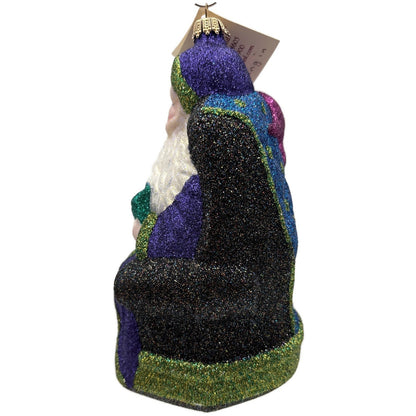 Larry Fraga Settling In Blue Santa Claus Purple Bear Christmas Tree Ornament