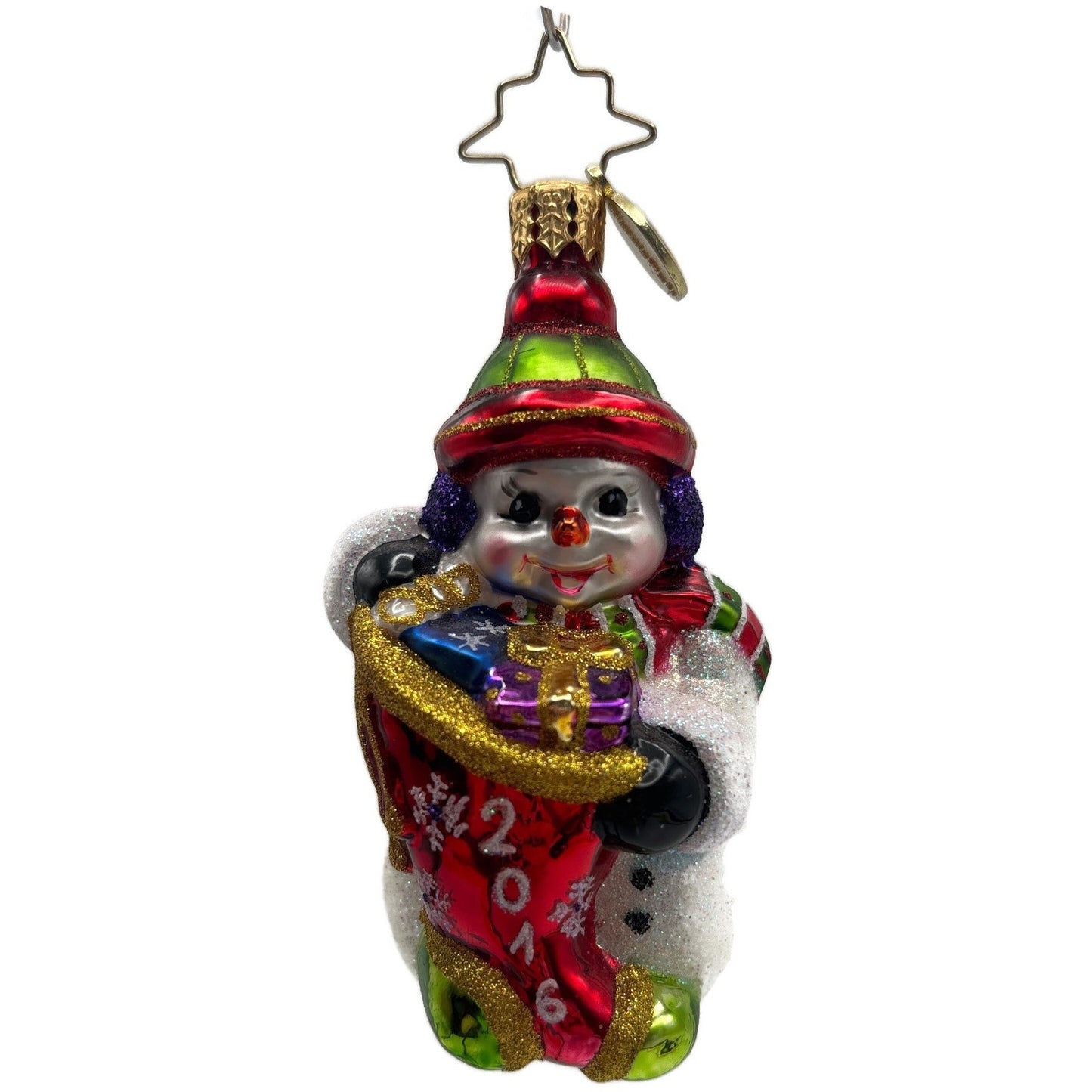 Christopher Radko A Year To Give Gem Snowman Glass Christmas Ornament 1018368