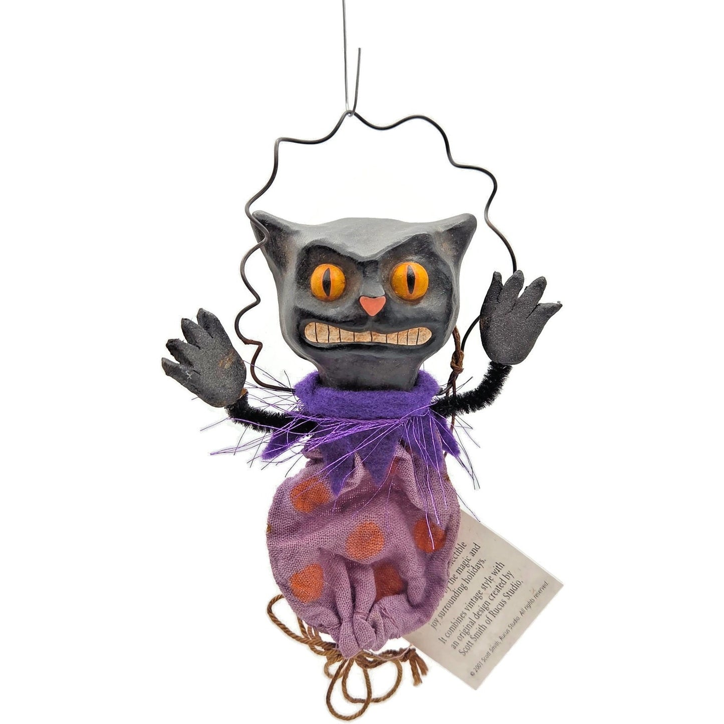 Scott Smith Rucus Studio Black Licorice Cat Orange Ornament 2001 Halloween