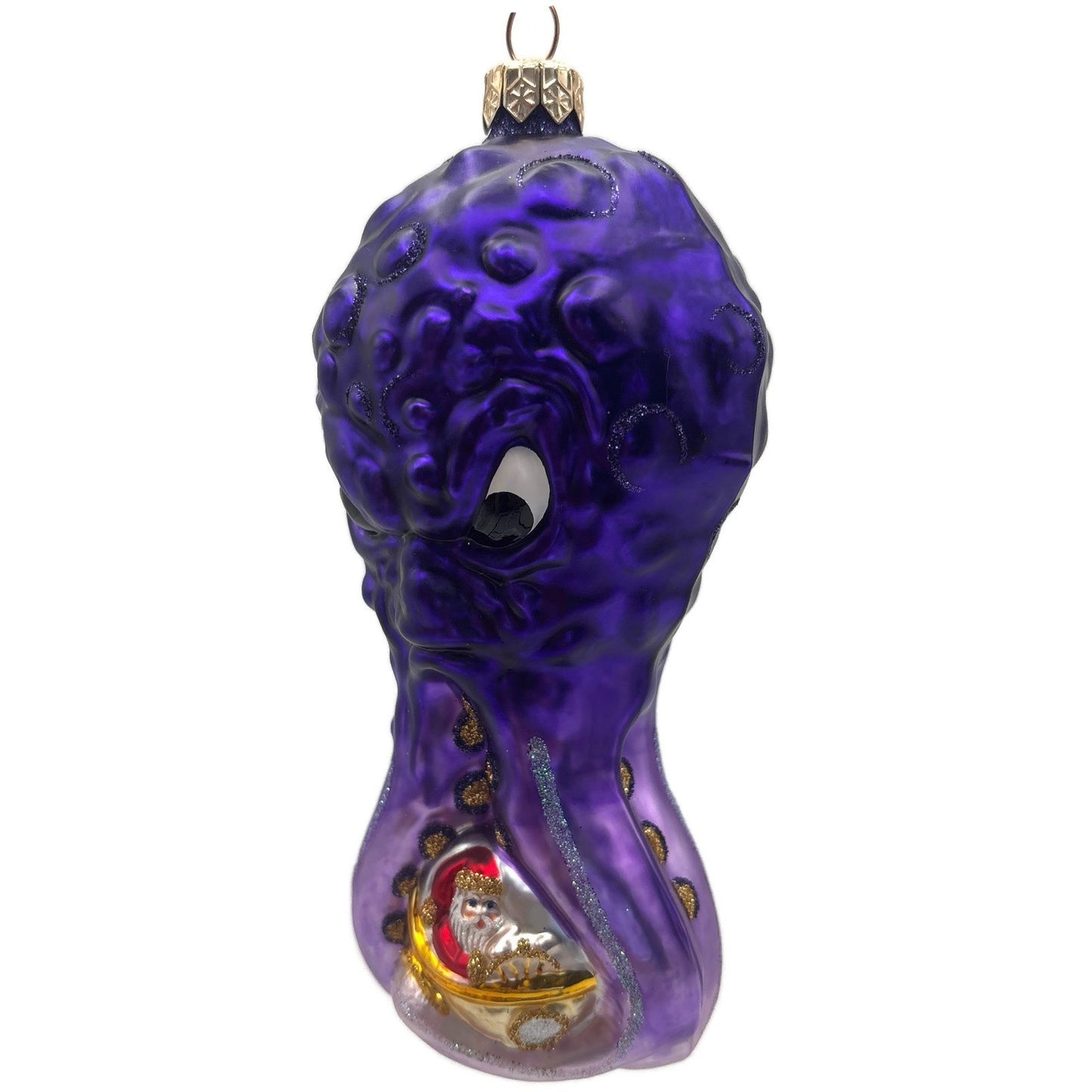 Patricia Breen Help Santa! Purple Octopus Aquatic Summer Christmas Tree Ornament