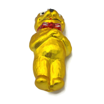 Old World Christmas Teddy Bear Red Bow Tie Gold Inge Glass Holiday Ornament