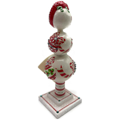 Patricia Breen Miniature Chameleon Finial Red White Jeweled Christmas Decoration