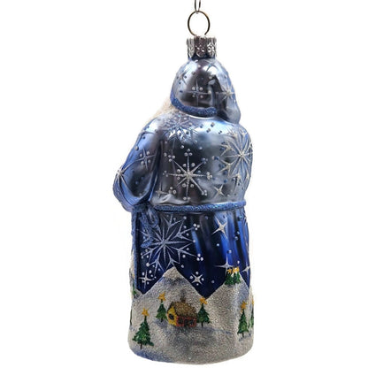 Patricia Breen Light a Single Candle Blue Santa Village Christmas Tree Ornament