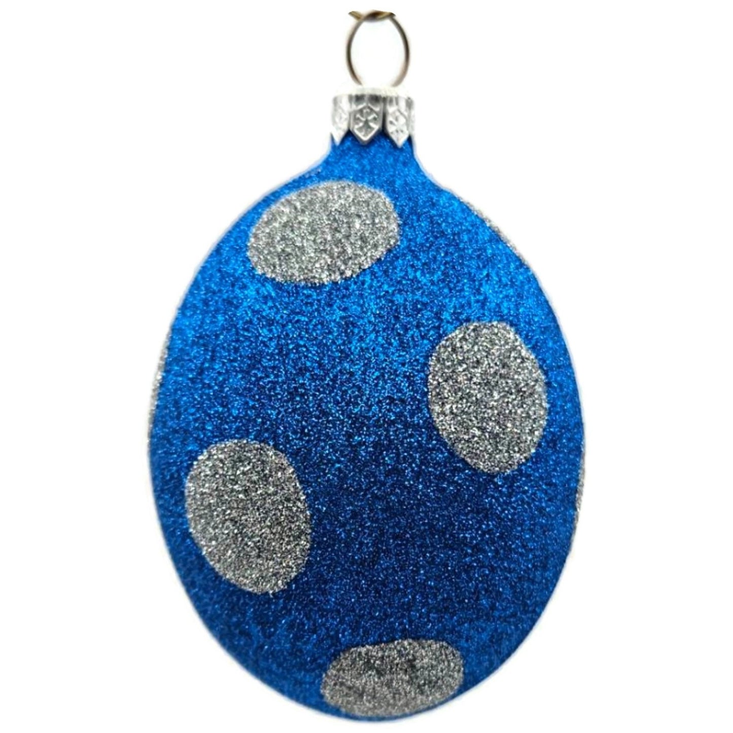 Patricia Breen Egg Blue Silver Polka Dot Easter Christmas Tree Ornament TCS
