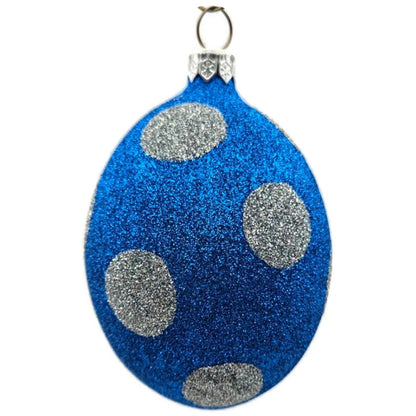 Patricia Breen Egg Blue Silver Polka Dot Easter Christmas Tree Ornament TCS