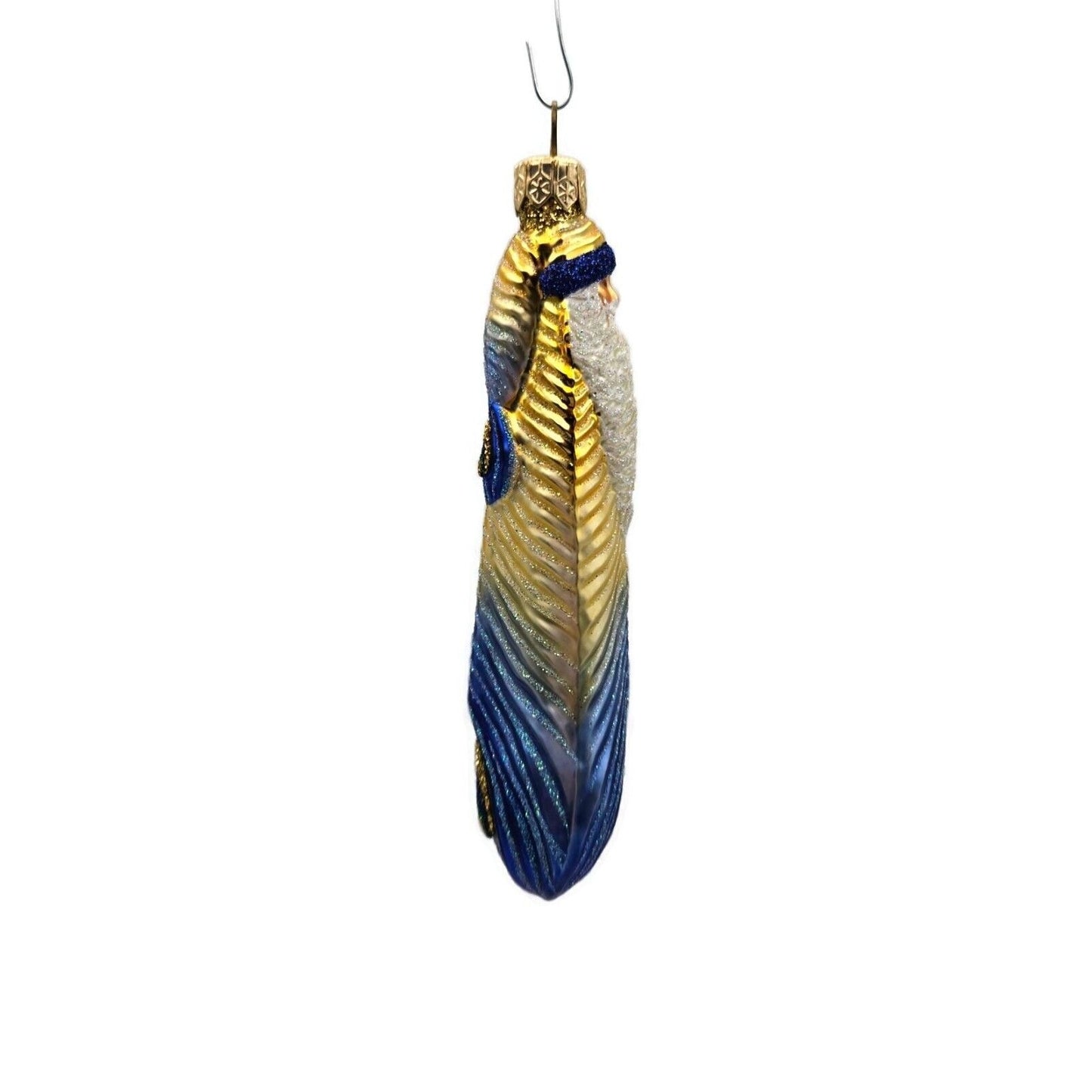 Patricia Breen Peacock Icicle Blue Gold Santa Claus Christmas Tree Ornament