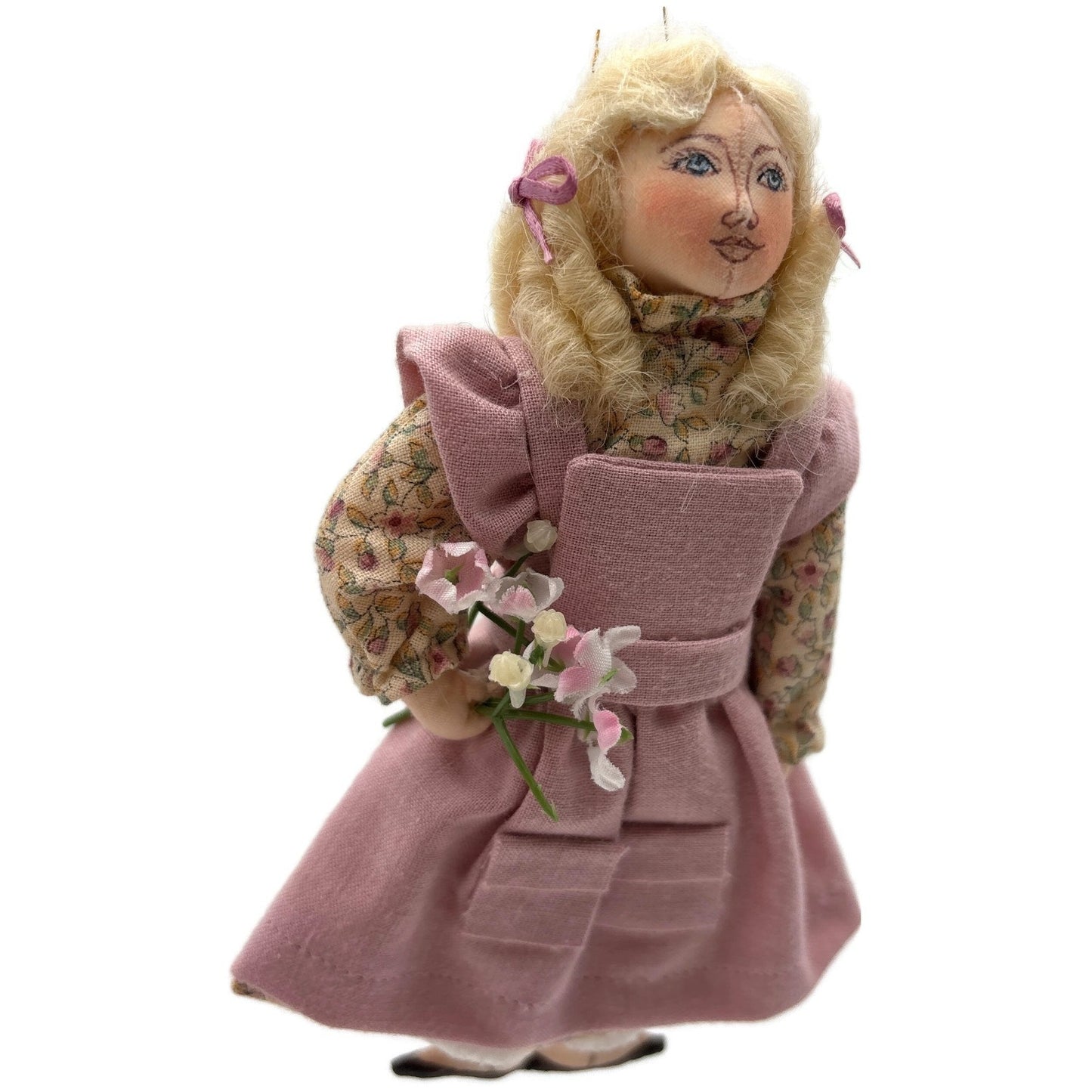 Gladys Boalt Goldilocks and Three Bears Pink Fabric Christmas Ornament Signed