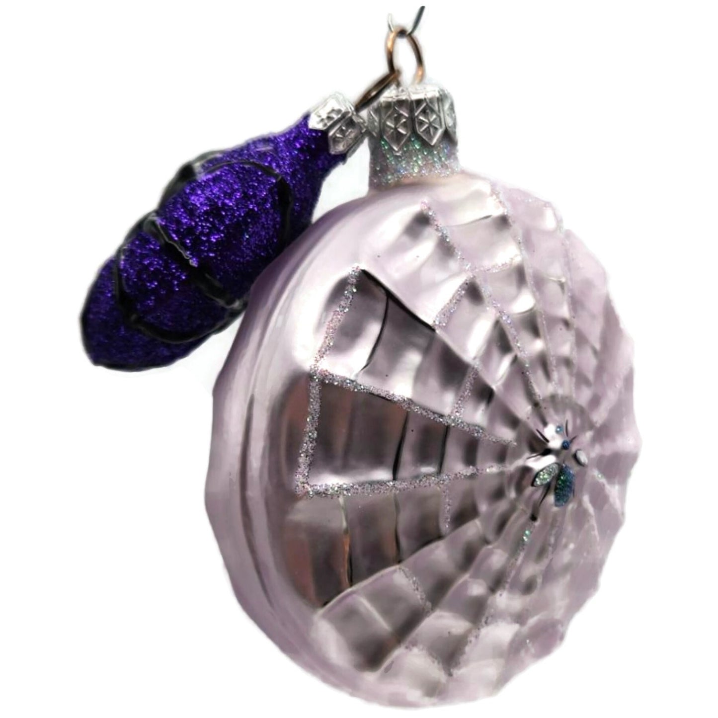 Patricia Breen Victorian Spider Web Lavender Black Glass Halloween Ornament 9650